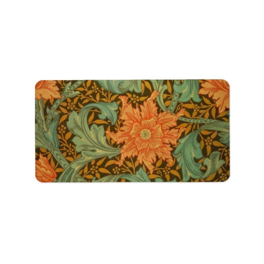 William Morris Single Stem Pattern Art Nouveau Etiket (Voorkant)