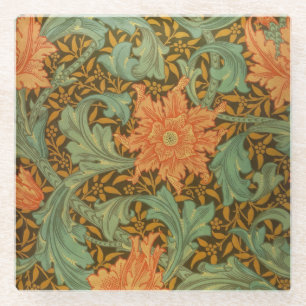 William Morris Single Stem Pattern Art Nouveau Glazen Onderzetter