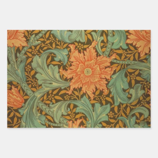 William Morris Single Stem Pattern Art Nouveau Inpakpapier Vel (Voorkant 3)
