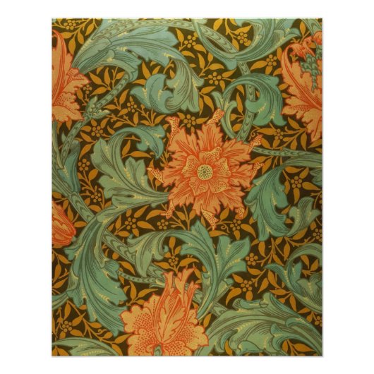 William Morris Single Stem Pattern Art Nouveau Perfect Poster (Voorkant)
