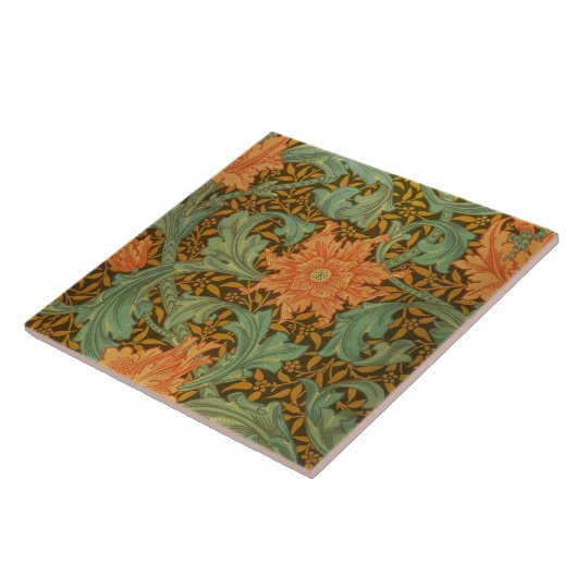 William Morris Single Stem Pattern Art Nouveau Tegeltje (Zijkant)