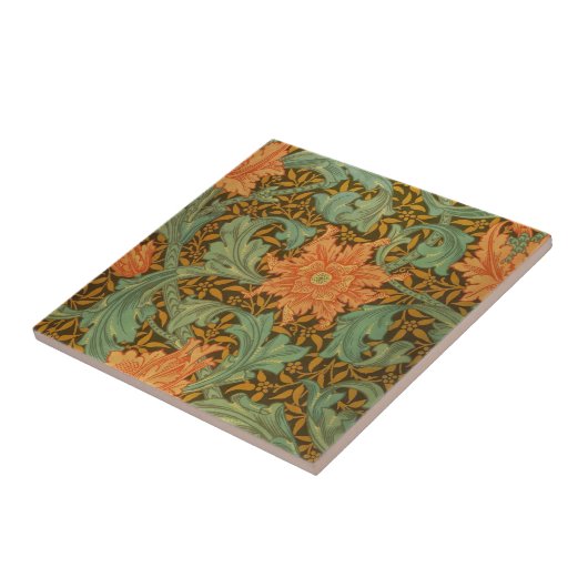 William Morris Single Stem Pattern Art Nouveau Tegeltje (Zijkant)