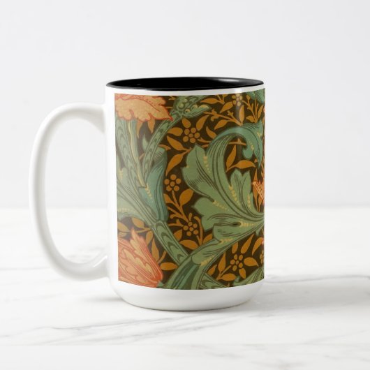 William Morris Single Stem Pattern Art Nouveau Tweekleurige Koffiemok (Links)