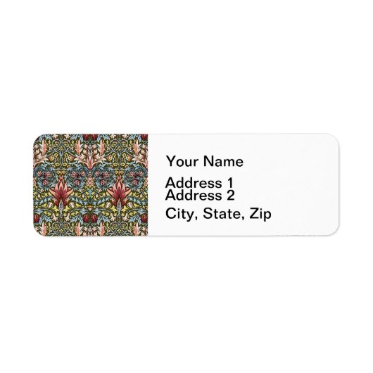 William Morris Slangenhoofd Bloempatroon Etiket (Voorkant)