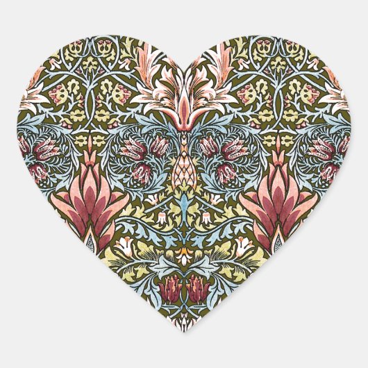 William Morris Slangenhoofd Bloempatroon Hart Sticker (Voorkant)