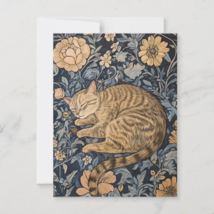 William Morris Sleeping Cat  Briefkaart