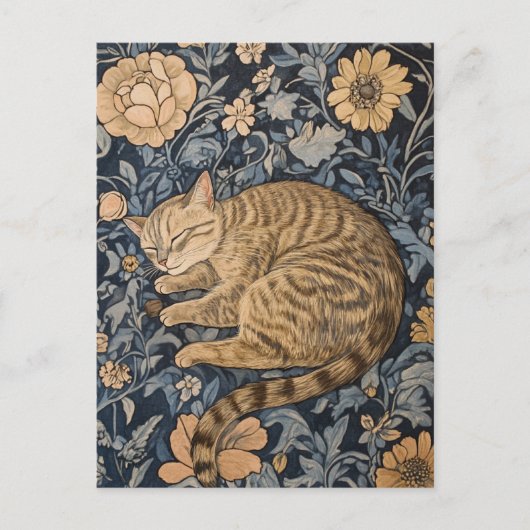 William Morris Sleeping Cat  Briefkaart (Voorkant)