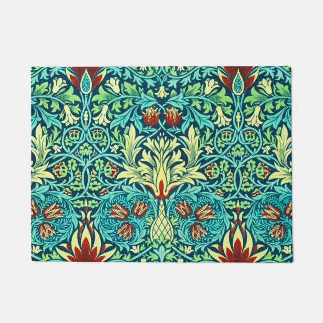 William Morris Snakeshead Blue en Green Deurmat (Voorkant)