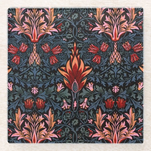 William Morris Snakeshead Dark Pattern Glazen Onderzetter (Voorkant)