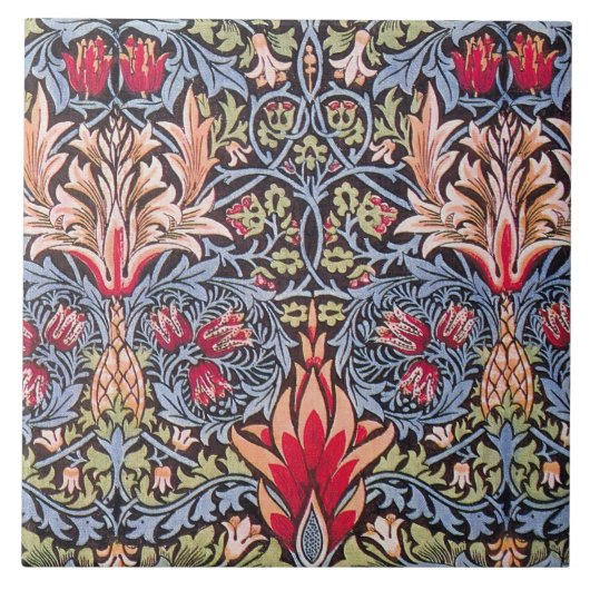 William Morris Snakeshead Floral Art Nouveau Tegeltje (Voorkant)