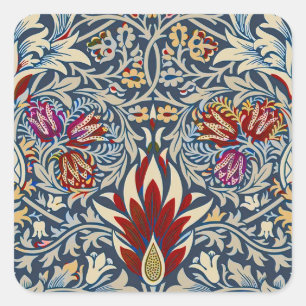 William Morris Snakeshead Floral Classic Donkerbla Vierkante Sticker