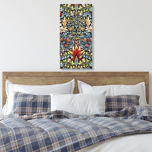 William Morris Snakeshead Floral Pattern Canvas Afdruk (Insitu (Slaapkamer))