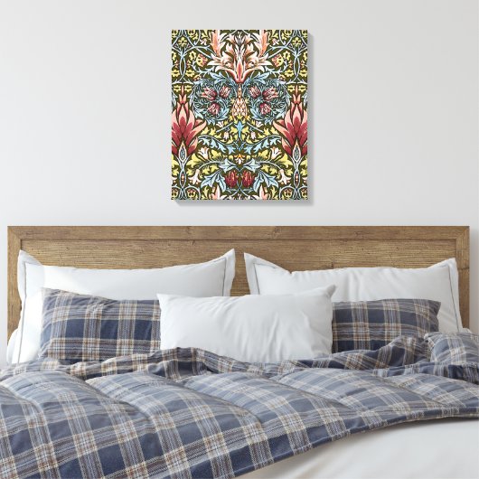 William Morris Snakeshead Floral Pattern Canvas Afdruk (Insitu (Slaapkamer))