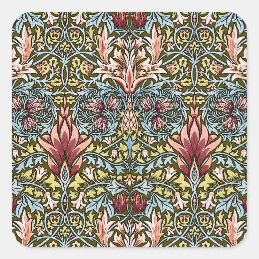 William Morris Snakeshead Floral Pattern Vierkante Sticker (Voorkant)