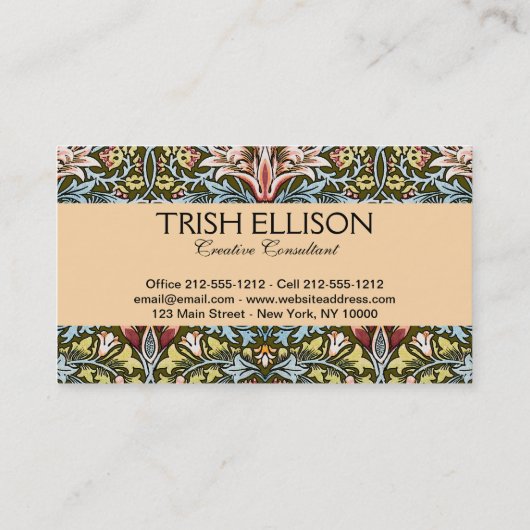 William Morris Snakeshead Floral Pattern Visitekaartje (Achterkant)