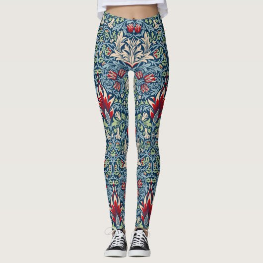 William Morris Snakeshead Fritillary Floral Design Leggings (Voorkant)