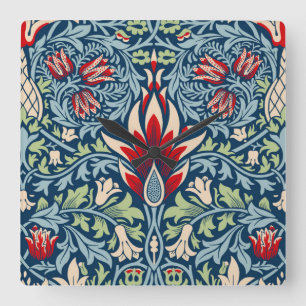 William Morris Snakeshead Fritillary Floral Design Vierkante Klok