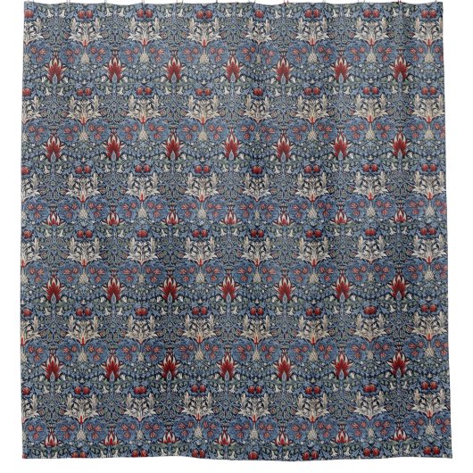  William Morris Snakeshead Fritillary Red Douchegordijn (Voorkant)