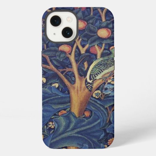 William Morris Specht Tapijt Blauwe Ontwerp iPhone Hoesje (Achterkant)