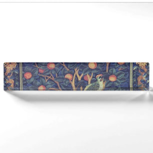 William Morris Specht Tapijt Blauwe Ontwerp Naambordje