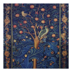 William Morris Specht Tapijt Blauwe Ontwerp Perfect Poster