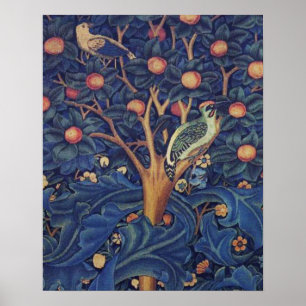 William Morris Specht Tapijt Blauwe Ontwerp Poster