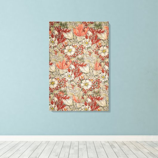 William Morris Spring Compton Bloem Rood Canvas Afdruk (Insitu (Houten vloer))