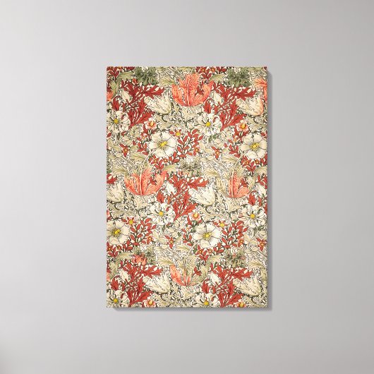 William Morris Spring Compton Bloem Rood Canvas Afdruk (Voorkant)