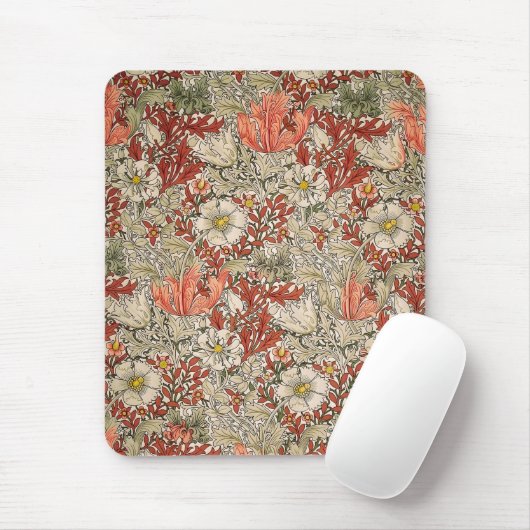William Morris Spring Compton Bloem  Rood Muismat (Met muis)