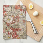 William Morris Spring Compton Bloem Rood Theedoek (Quarter Fold)