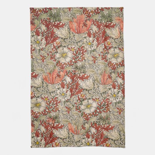 William Morris Spring Compton Bloem Rood Theedoek (Verticaal)