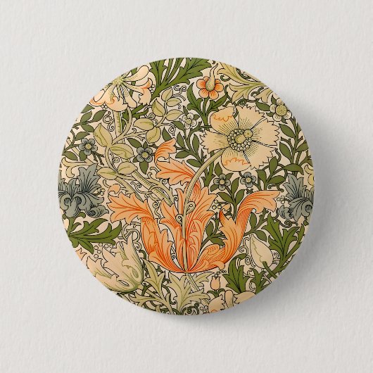 William Morris Spring Compton Bloemen Festival Ronde Button 5,7 Cm (Voorkant)