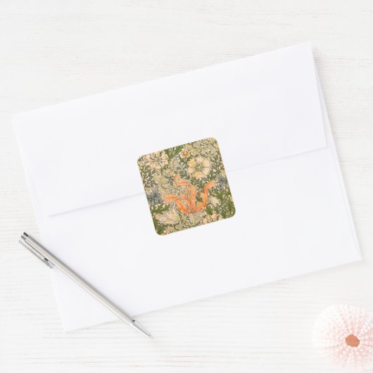 William Morris Spring Compton Flower Festival Vierkante Sticker (Envelop)