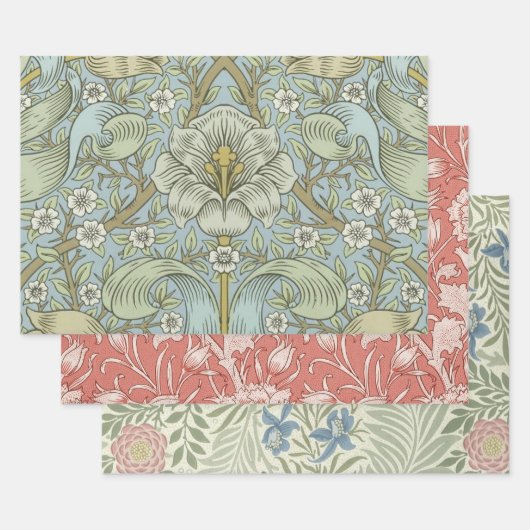 William Morris Spring Thicket: Antiek Bloemen Inpakpapier Vel (Set)