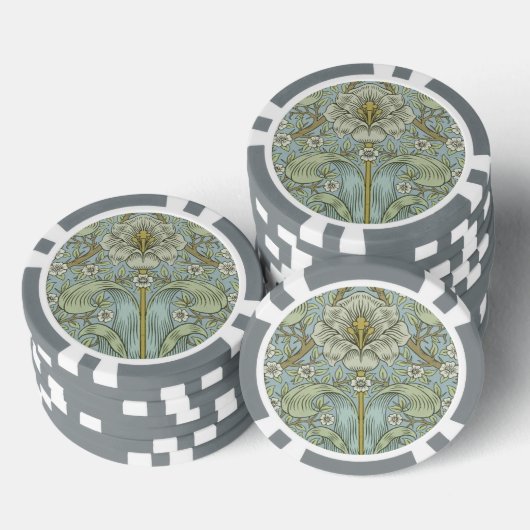 William Morris Spring Thicket: Antiek Bloemen Poker Chips (Opstapeling)