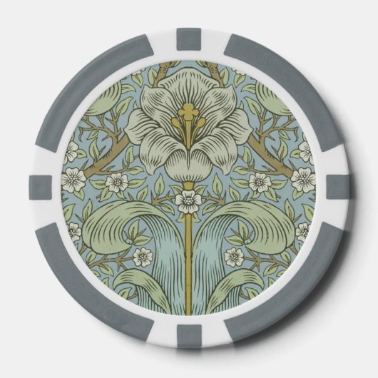William Morris Spring Thicket: Antiek Bloemen Poker Chips (Voorkant)