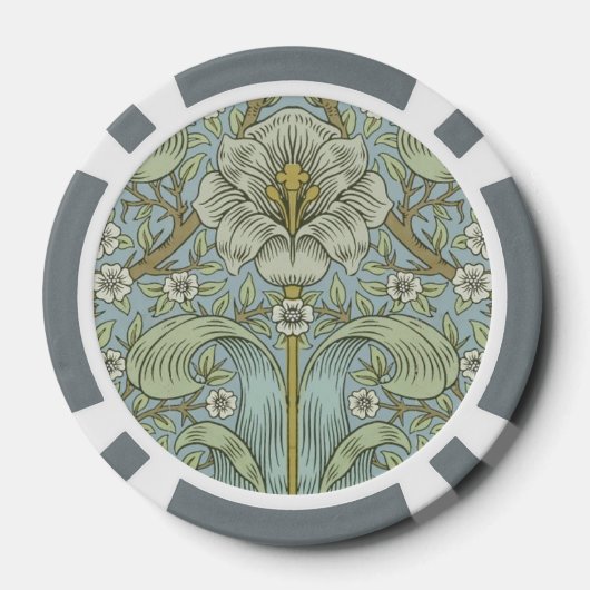 William Morris Spring Thicket: Antiek Bloemen Poker Chips (Achterkant)
