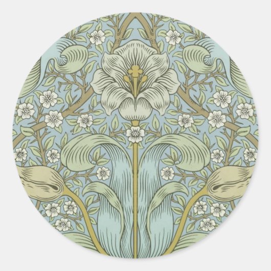 William Morris Spring Thicket: Antiek Bloemen Ronde Sticker (Voorkant)