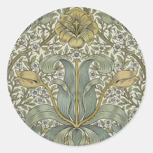 William Morris Spring Thicket Classic Pattern Ronde Sticker (Voorkant)