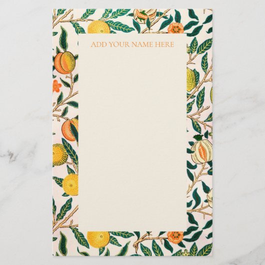 WILLIAM MORRIS STATIONERY "POMEGRANATE" PATROON BRIEFPAPIER (Voorkant)