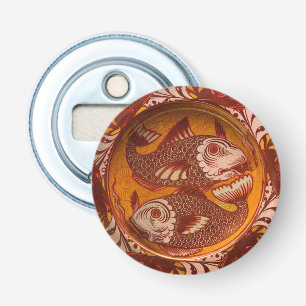 William Morris stijl Arts and Crafts Rode Vis Kuns Button Flesopener