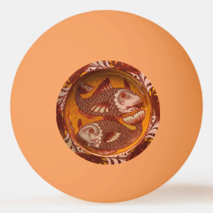 William Morris stijl Arts and Crafts Rode Vis Kuns Pingpongbal