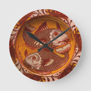 William Morris stijl Arts and Crafts Rode Vis Kuns Ronde Klok