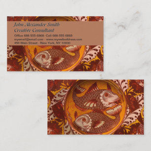 William Morris stijl Arts and Crafts Rode Vis Kuns Visitekaartje