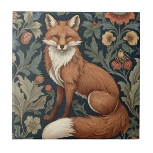 William Morris stijl Bloemen Links Gezicht Fox Tegeltje