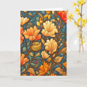 William Morris Stijl Bloemen Patroon in Herfst Kle Kaart (Gele Bloem)