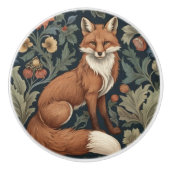 William Morris stijl Bloemen Rechts tegenover Fox Keramische Knop (Voorkant)