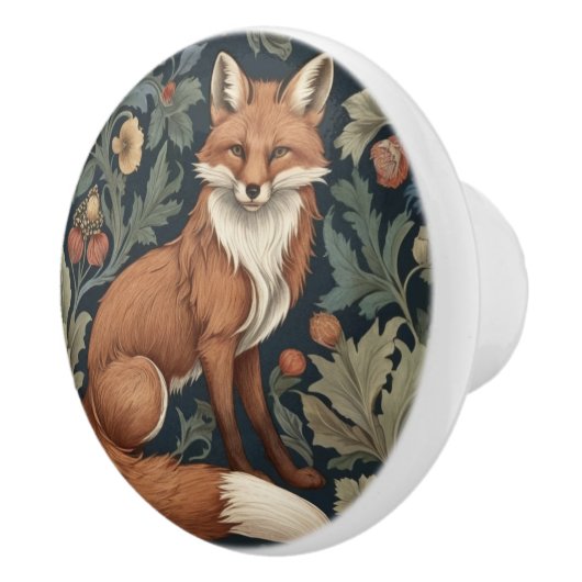 William Morris stijl Bloemen Rechts tegenover Fox Keramische Knop (Rechts)
