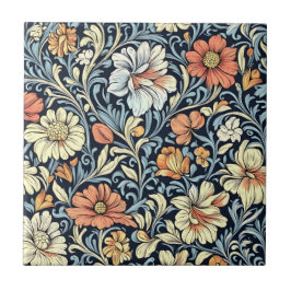 William Morris stijl bloemmotief met acanthus Tegeltje