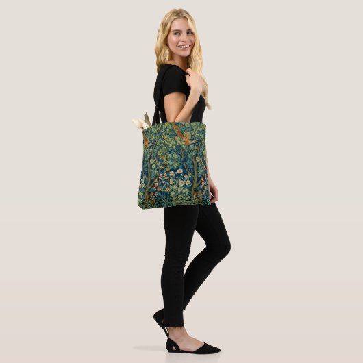 William Morris stijl Canvas tas, herbruikbaar Tote Bag (Op model)
